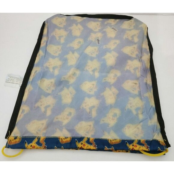 POKEMON PIKACHU Backpack drawstring cinch top bag lightweight blue yellow nylon - Picture 6 of 8